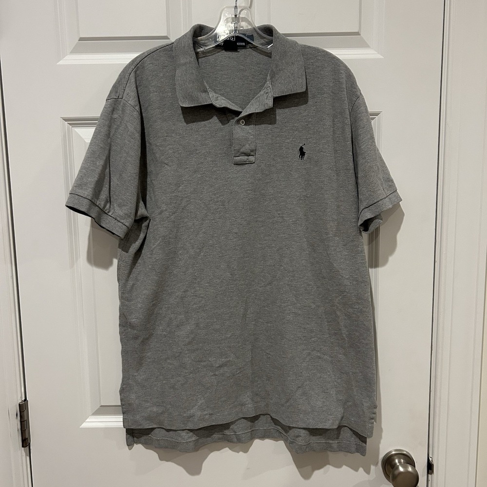 Vintage Polo Ralph Lauren Men's Large Short Sleeve Polo Shirt Gray EUC